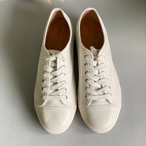 FRYE Women's Leather Mindy Lace Up Ivory Sneakers 9 New